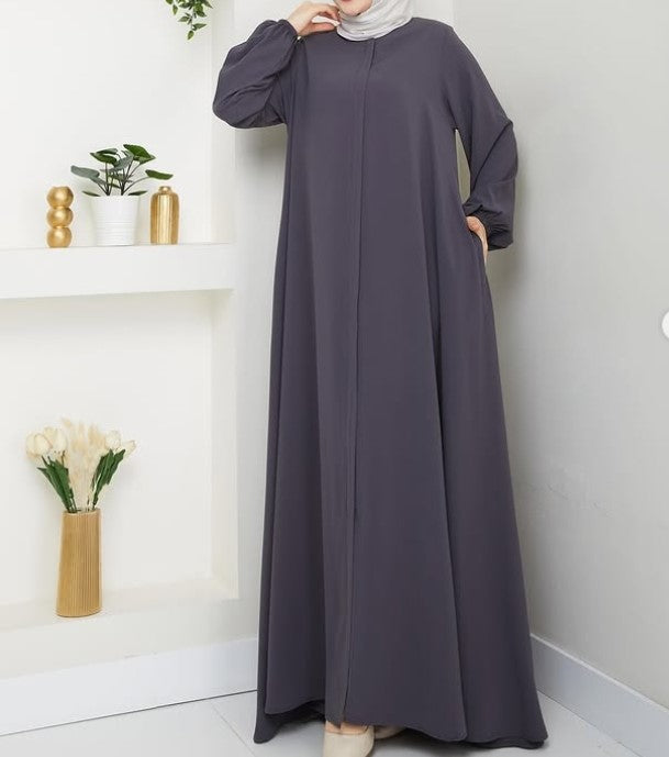 RUHENA Mevlâna-Ferace aus Medina-Krepp – Schwarz / Navy / Dunkelgrau RH-K-FC-0002