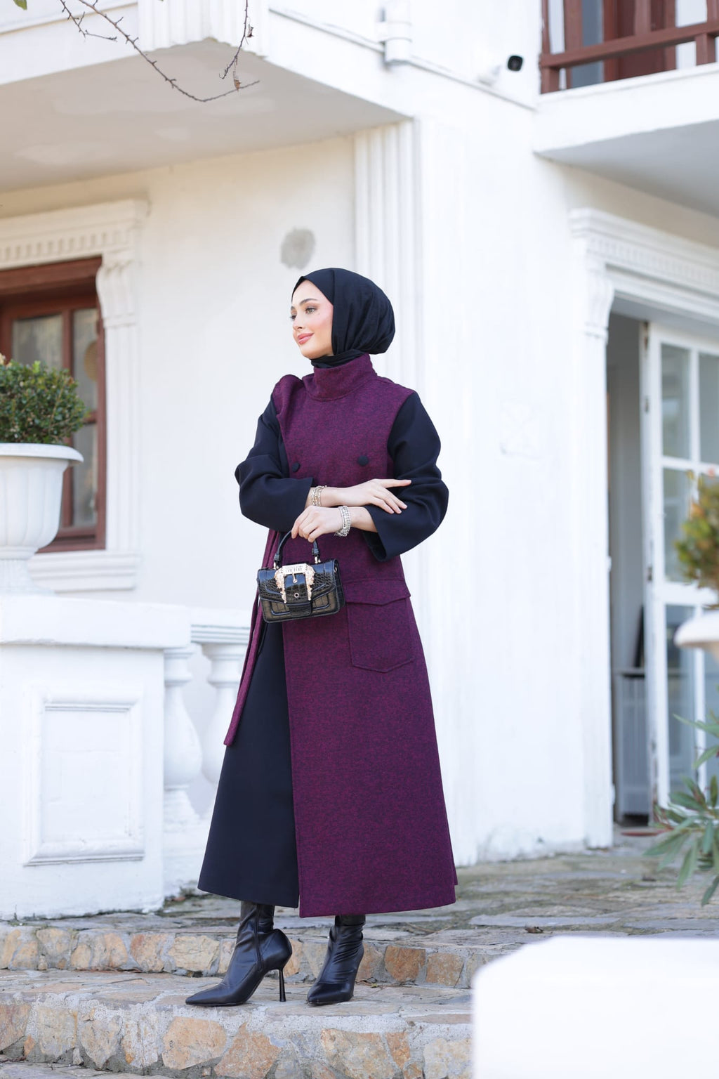 Ärmelloser Wollmantel Bordeaux – RH-M-TC-0003