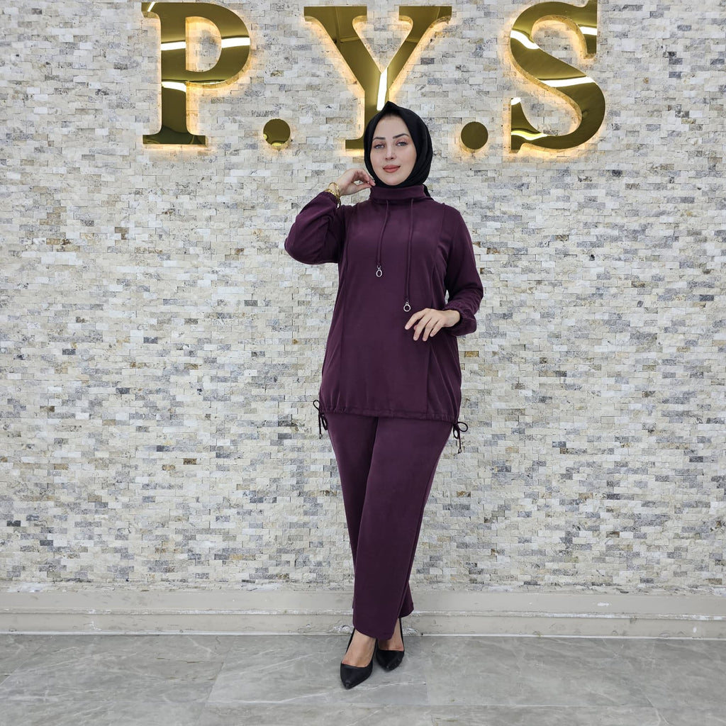 Pike-Stoff Zweiteiler – Hoodie-Tunika & Hose (Kordelzug-Detail) RH-P-TK-0009