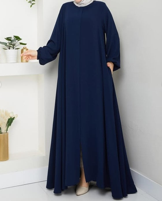 RUHENA Mevlâna-Ferace aus Medina-Krepp – Schwarz / Navy / Dunkelgrau RH-K-FC-0002