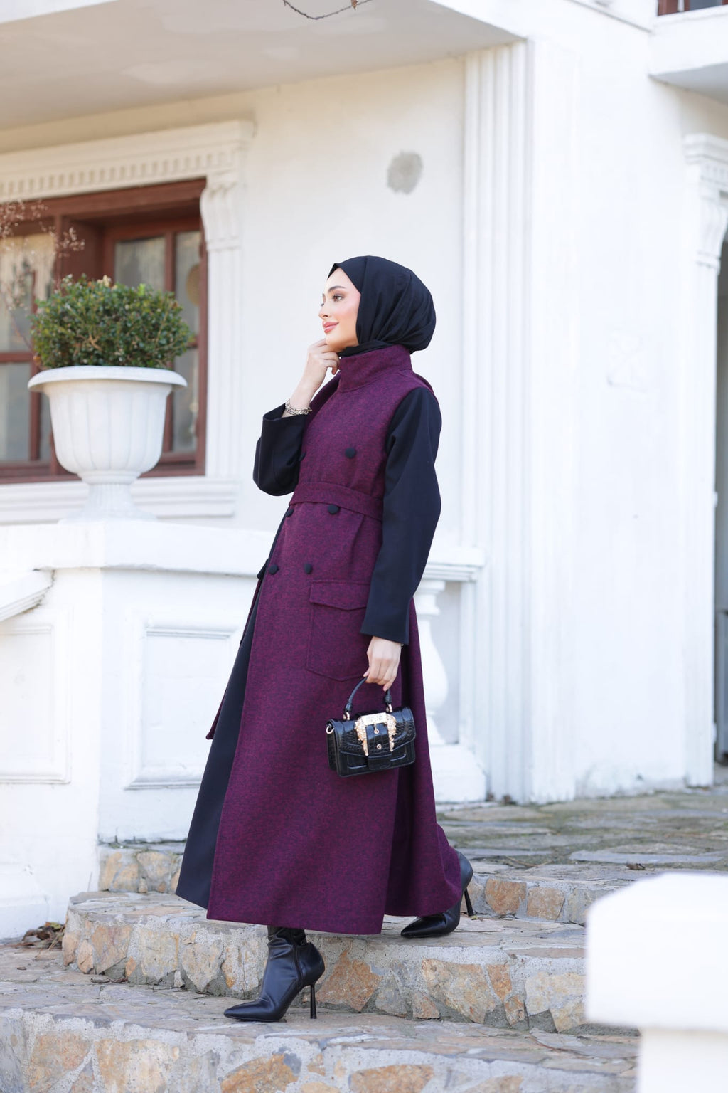 Ärmelloser Wollmantel Bordeaux – RH-M-TC-0003