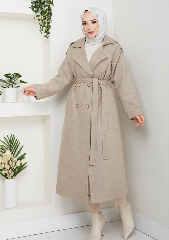 RH-M-TC-0007 – Gefütterter Wollmantel mit Bindegürtel (Größe 38–52)