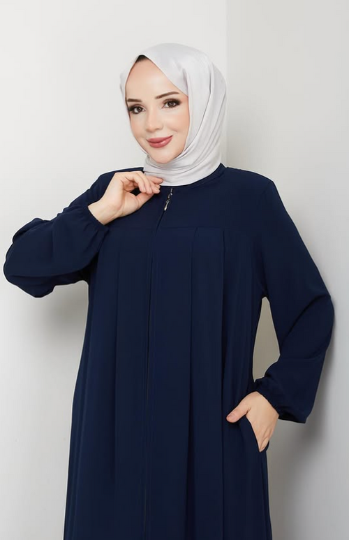Abaya aus Medina-Krepp mit verdecktem Reißverschluss