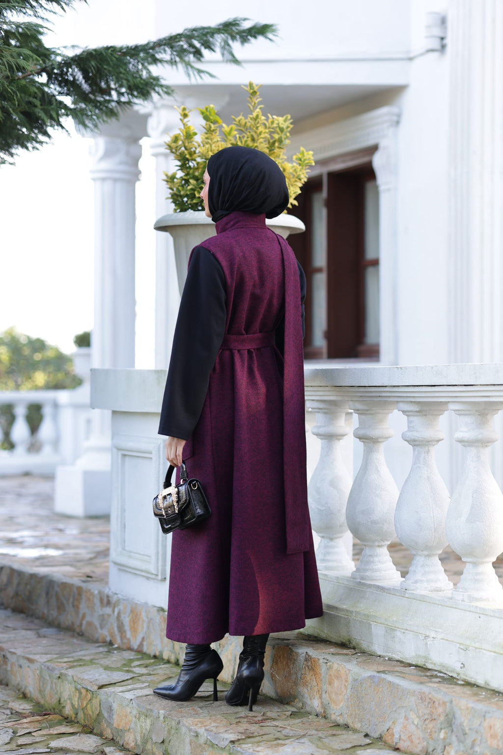 Ärmelloser Wollmantel Bordeaux – RH-M-TC-0003