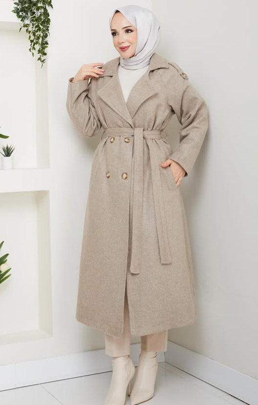 RH-M-TC-0007 – Gefütterter Wollmantel mit Bindegürtel (Größe 38–52)