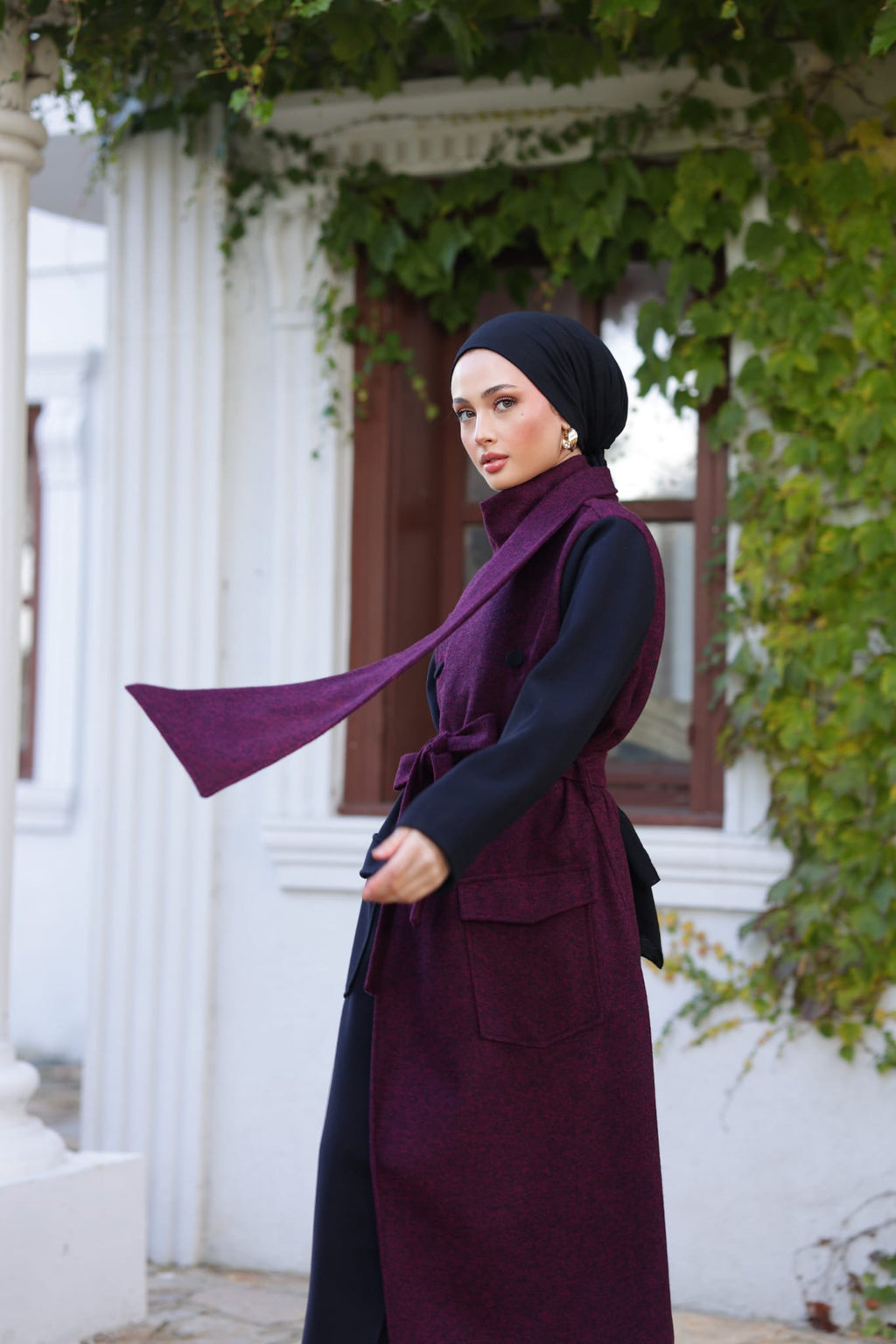 Ärmelloser Wollmantel Bordeaux – RH-M-TC-0003