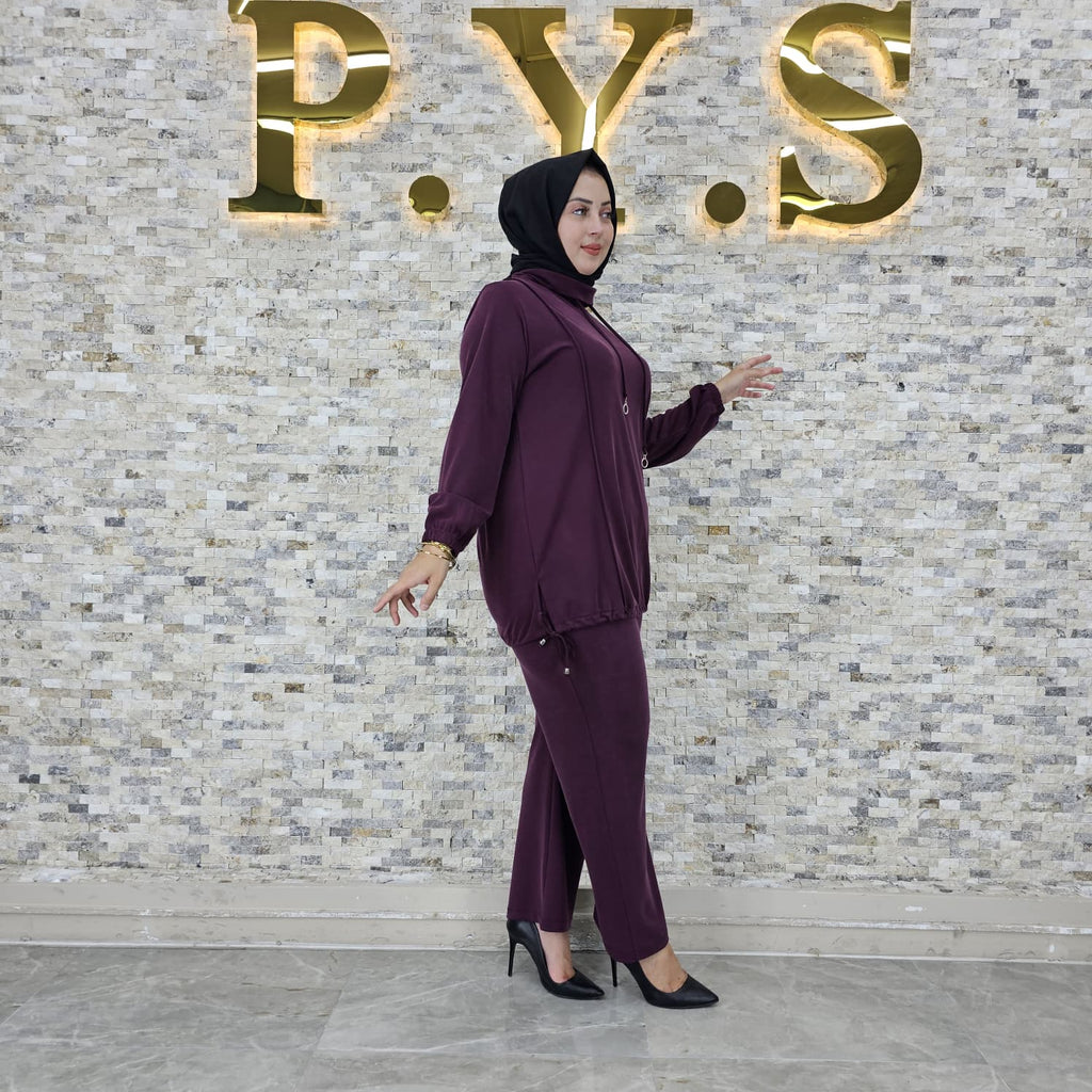 Pike-Stoff Zweiteiler – Hoodie-Tunika & Hose (Kordelzug-Detail) RH-P-TK-0009