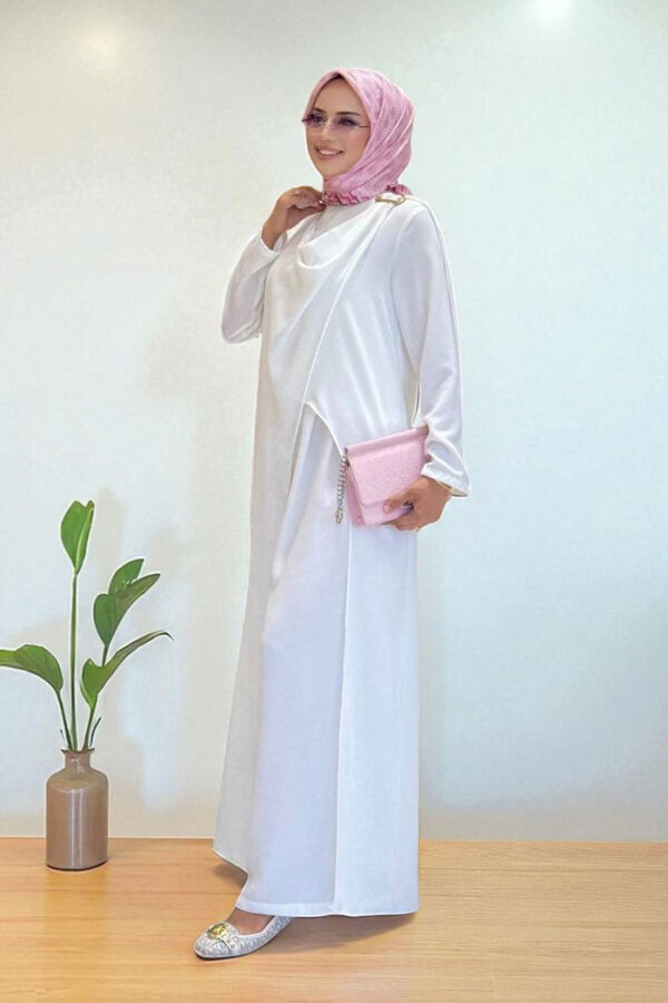 RUHENA Tunik-Hosen-Set mit Goldschließe – Hellblau & Ecru RH-B-TK-0005