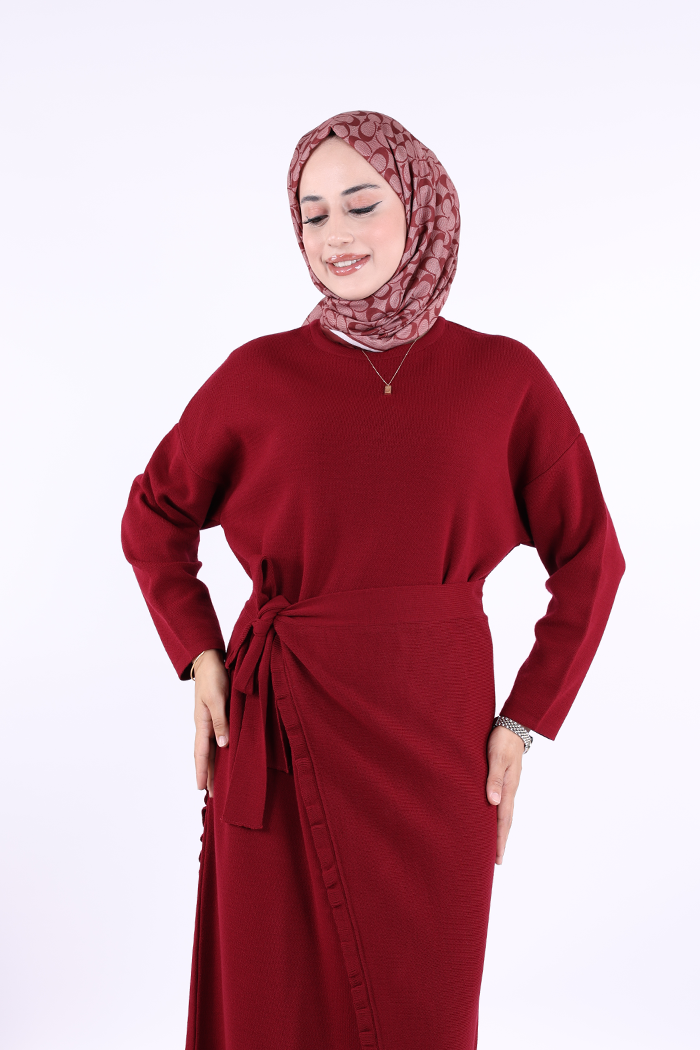 RUHENA Strickkleid-Set mit Pelerine – Taupe & Schwarz (Einheitsgröße 36–46) RH-B-EL-0010