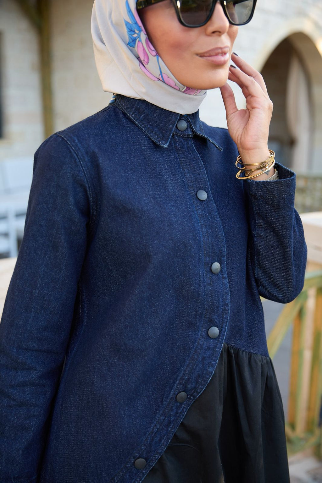 RH-M-EL-0005 – Jeans-Oberteil & Popeline-Kleid – Dunkelblau/Schwarz