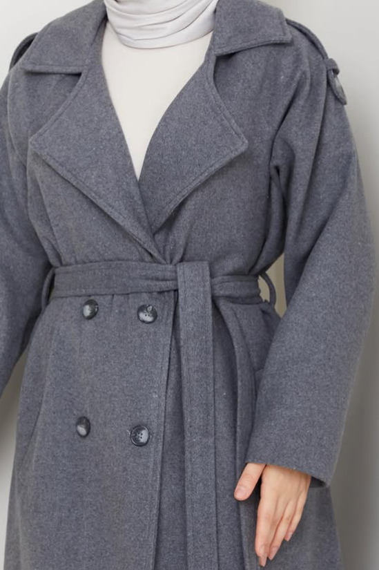 RH-M-TC-0007 – Gefütterter Wollmantel mit Bindegürtel (Größe 38–52)