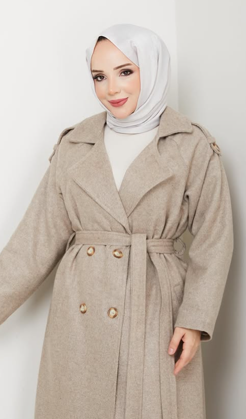 RH-M-TC-0007 – Gefütterter Wollmantel mit Bindegürtel (Größe 38–52)