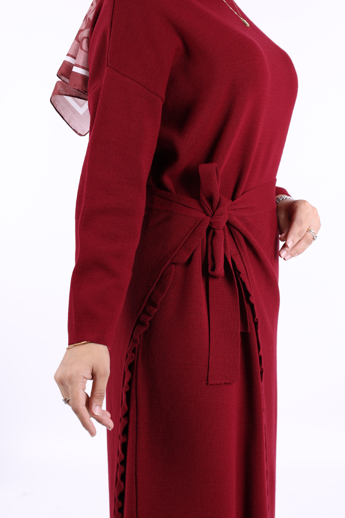 RUHENA Strickkleid-Set mit Pelerine – Taupe & Schwarz (Einheitsgröße 36–46) RH-B-EL-0010