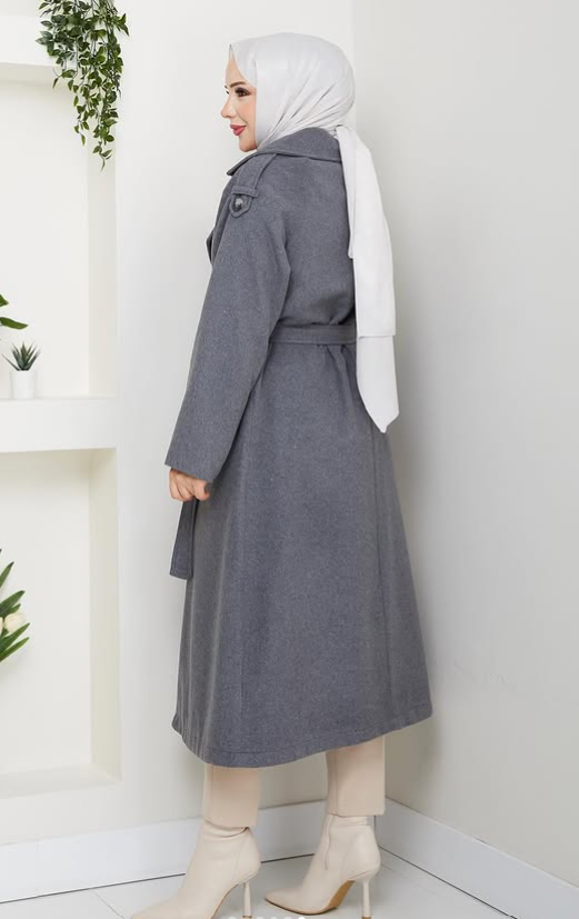 RH-M-TC-0007 – Gefütterter Wollmantel mit Bindegürtel (Größe 38–52)