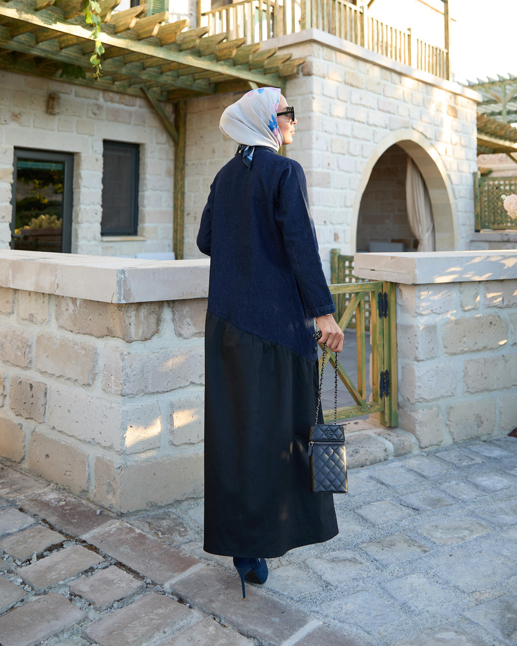 RH-M-EL-0005 – Jeans-Oberteil & Popeline-Kleid – Dunkelblau/Schwarz