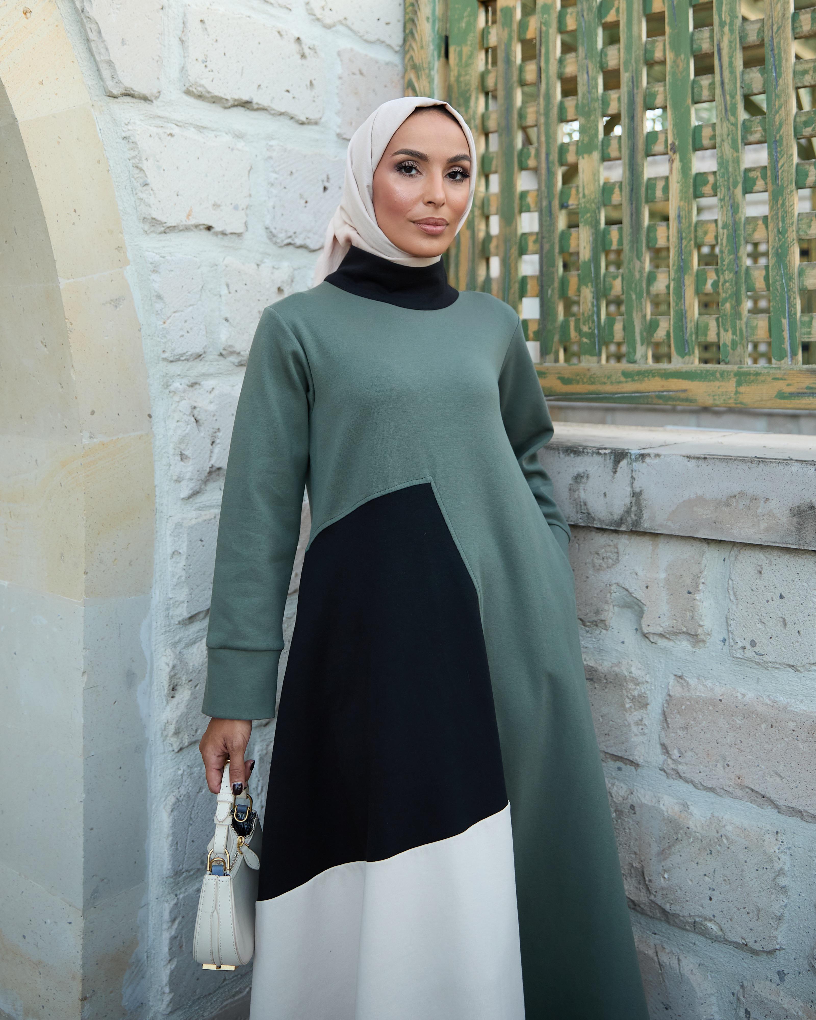 RUHENA Colorblock-Maxikleid aus Modal-Look – RH-M-EL-0001