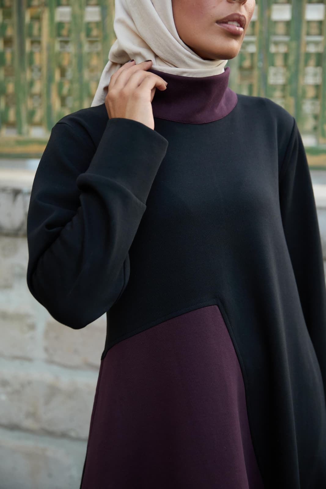 RUHENA Colorblock-Maxikleid aus Modal-Look – RH-M-EL-0001