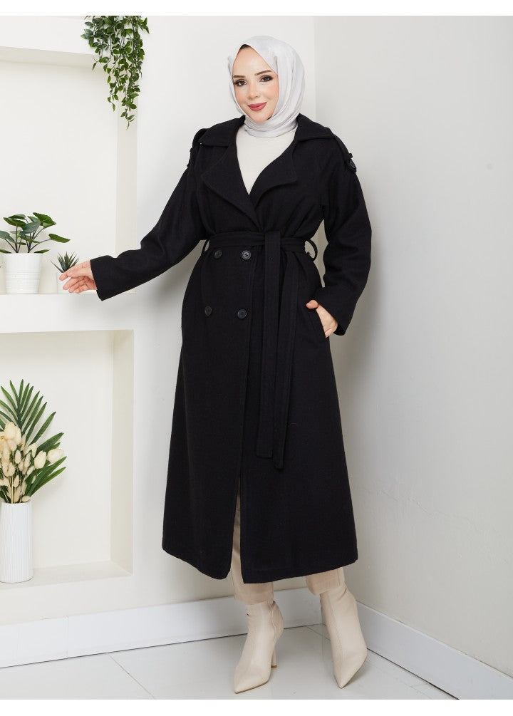 RH-M-TC-0007 – Gefütterter Wollmantel mit Bindegürtel (Größe 38–52)