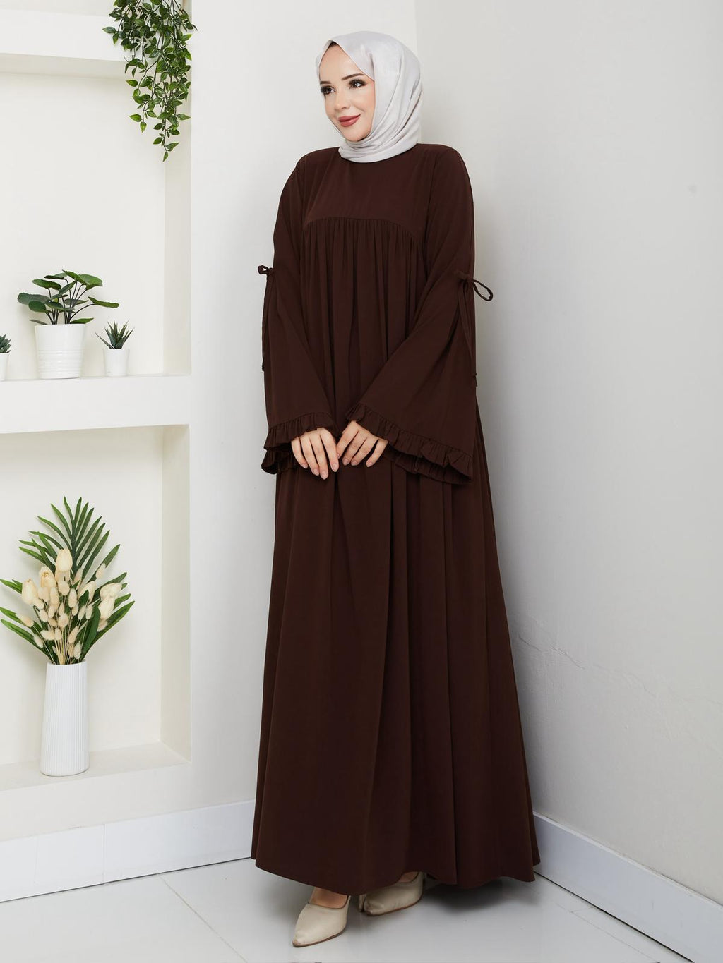Medine-Seide Kleid mit Volantärmeln – RH-K-EL-0020