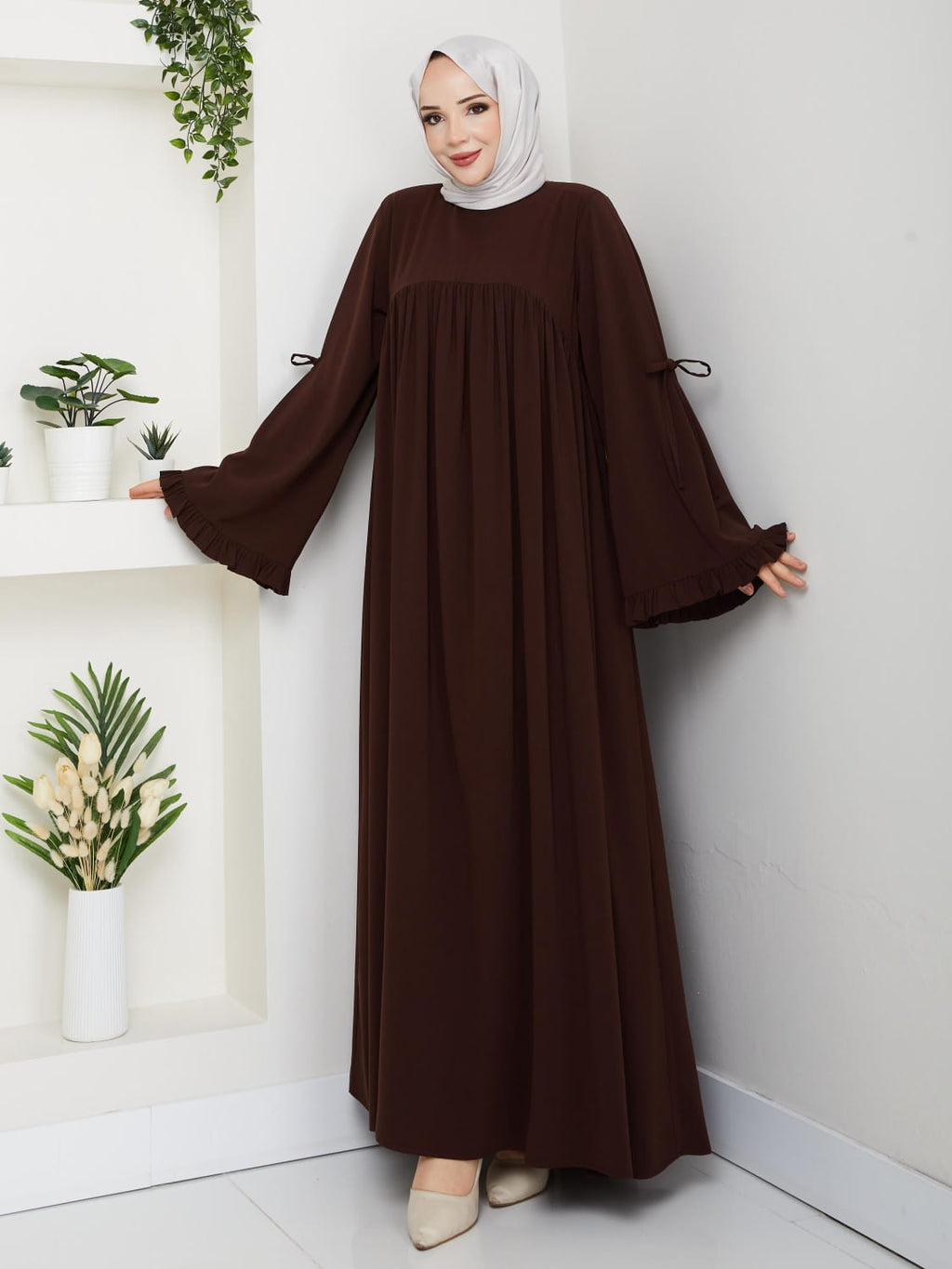 Medine-Seide Kleid mit Volantärmeln – RH-K-EL-0020