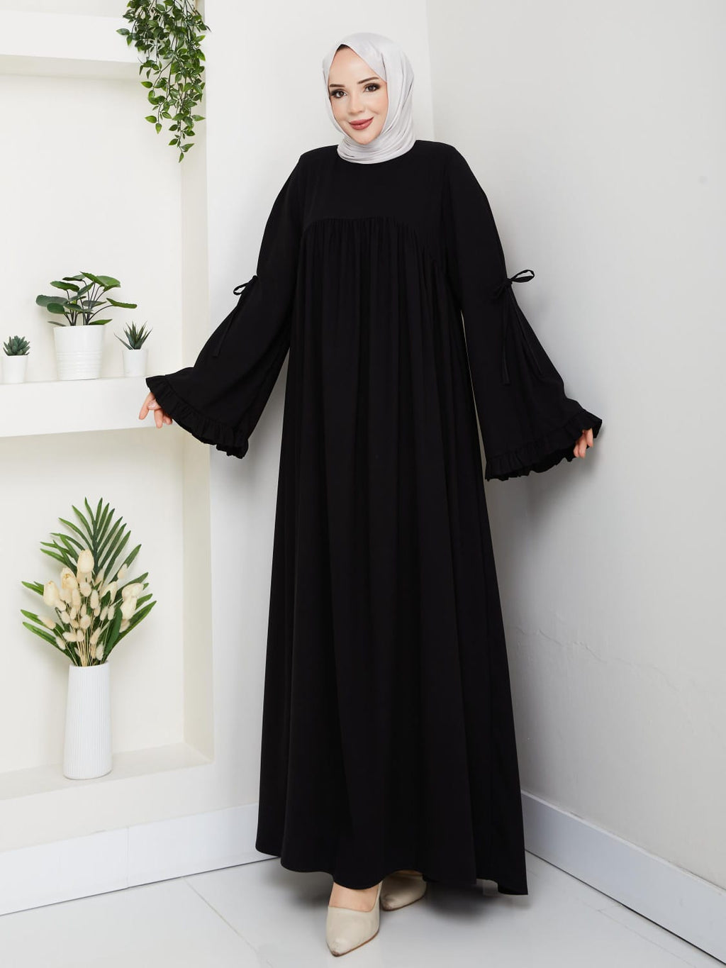 Medine-Seide Kleid mit Volantärmeln – RH-K-EL-0020
