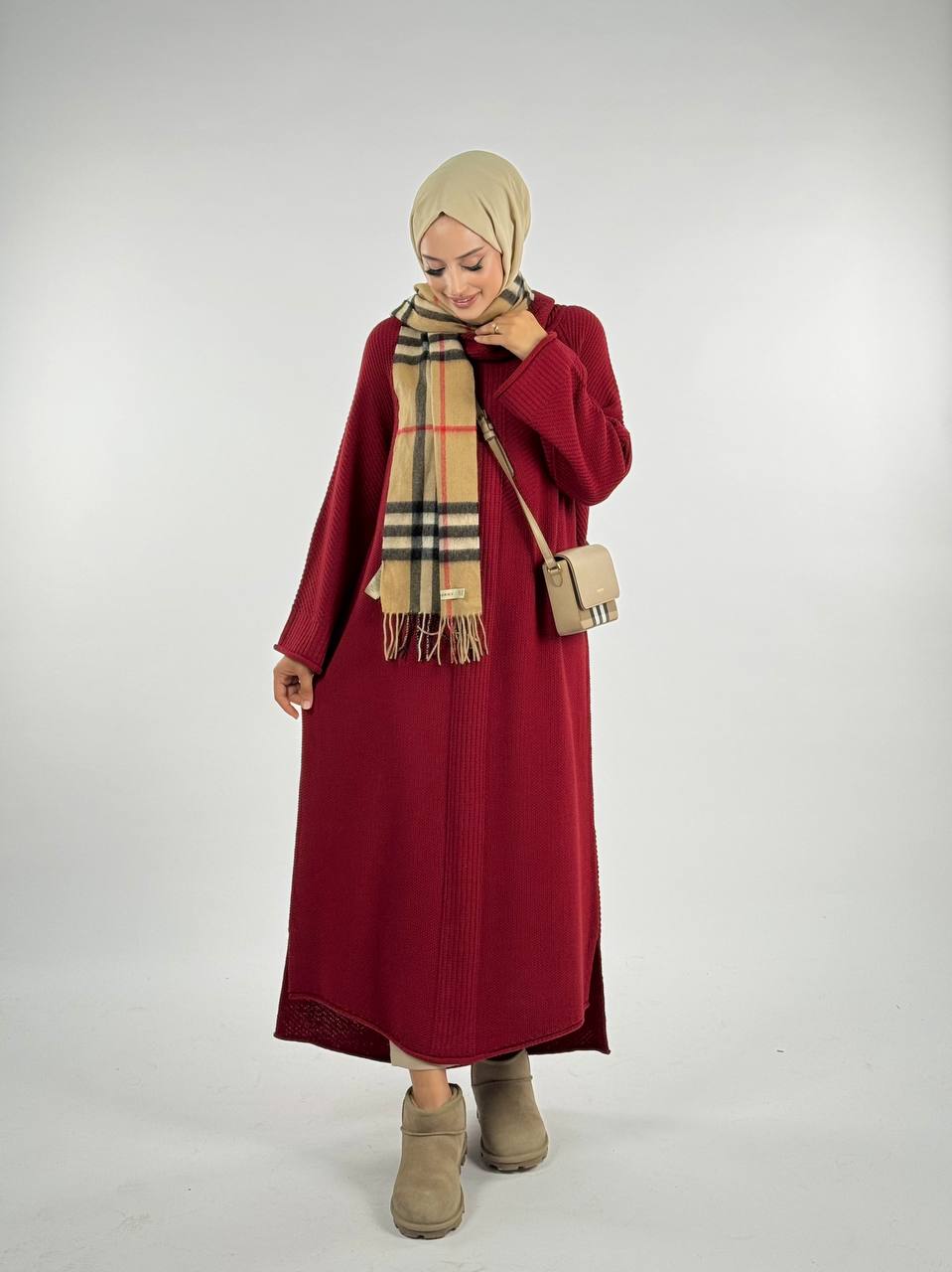 RUHENA Rollkragen-Strickkleid mit Schlitz – Einheitsgröße (38–48) | RH-B-EL-0018