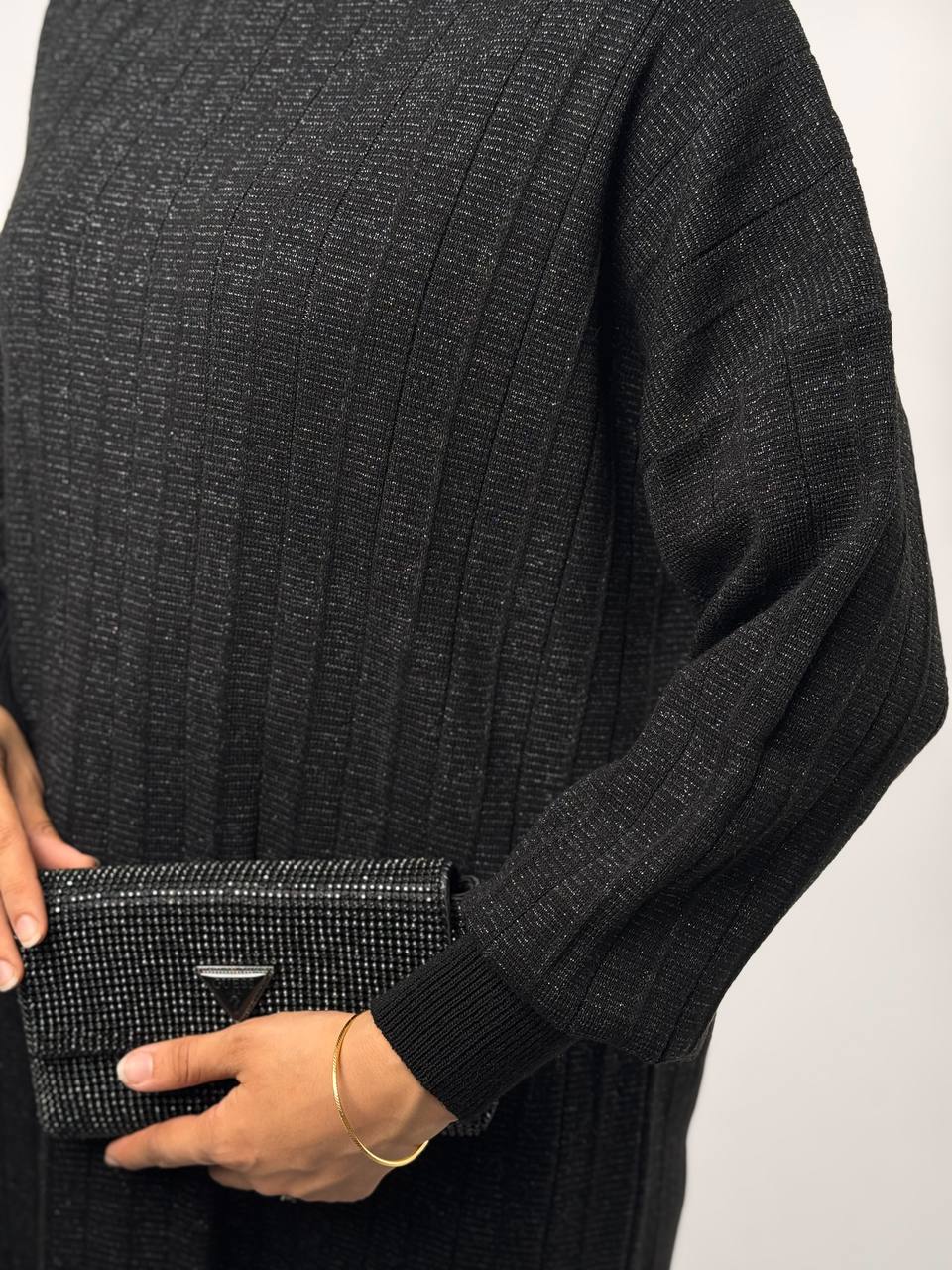 Geripptes Strickkleid mit Bündchenärmeln – Einheitsgröße (36–44) SMG RH-B-EL-0013