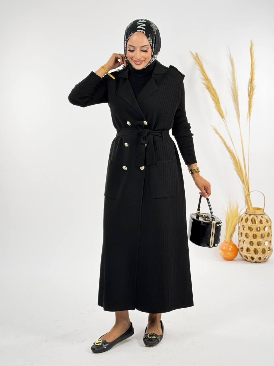 RUHENA Strickweste mit Gürtel – Einheitsgröße 38–48 (RH-B-KP-0001)