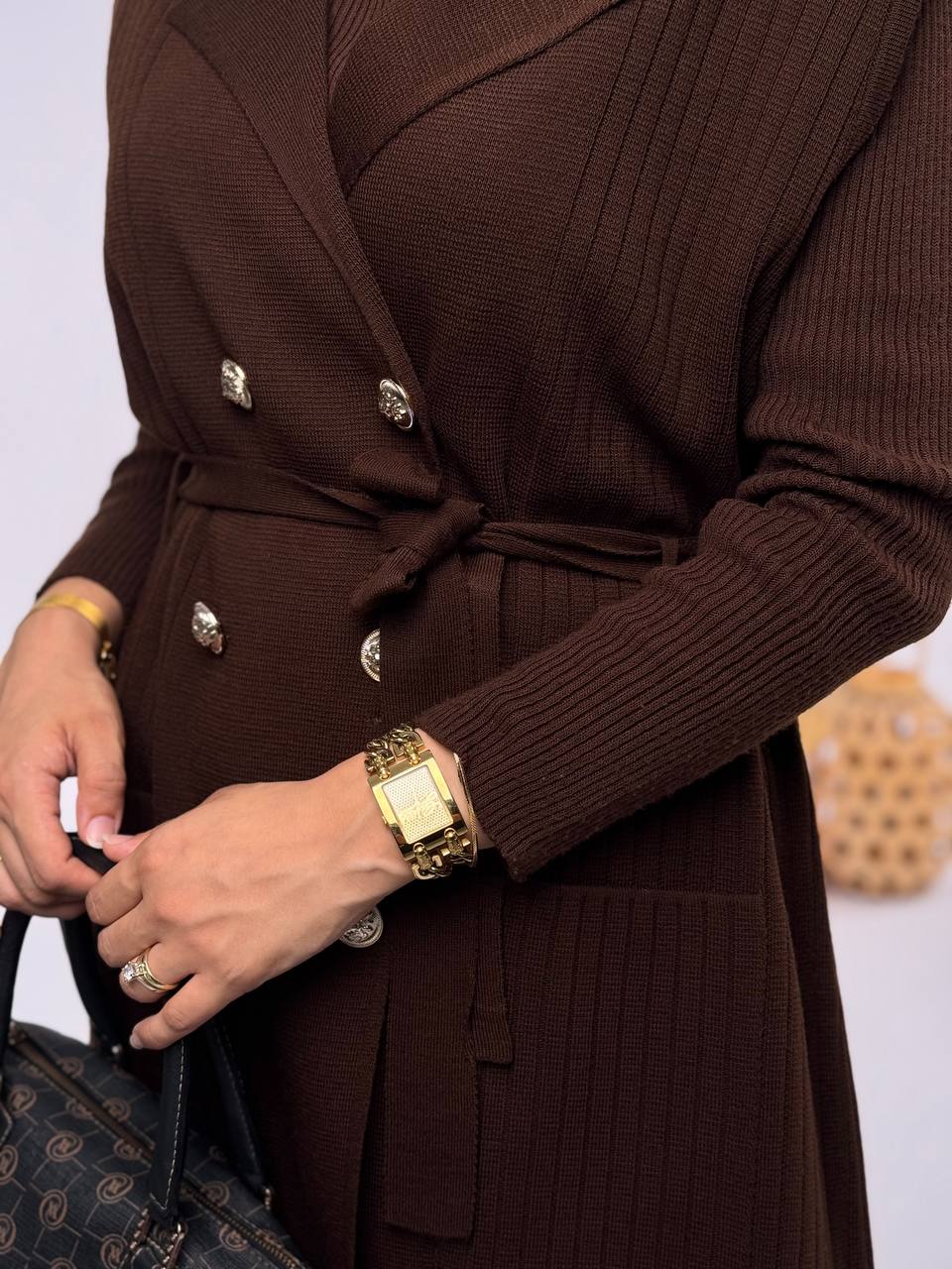 RUHENA Strickweste mit Gürtel – Einheitsgröße 38–48 (RH-B-KP-0001)