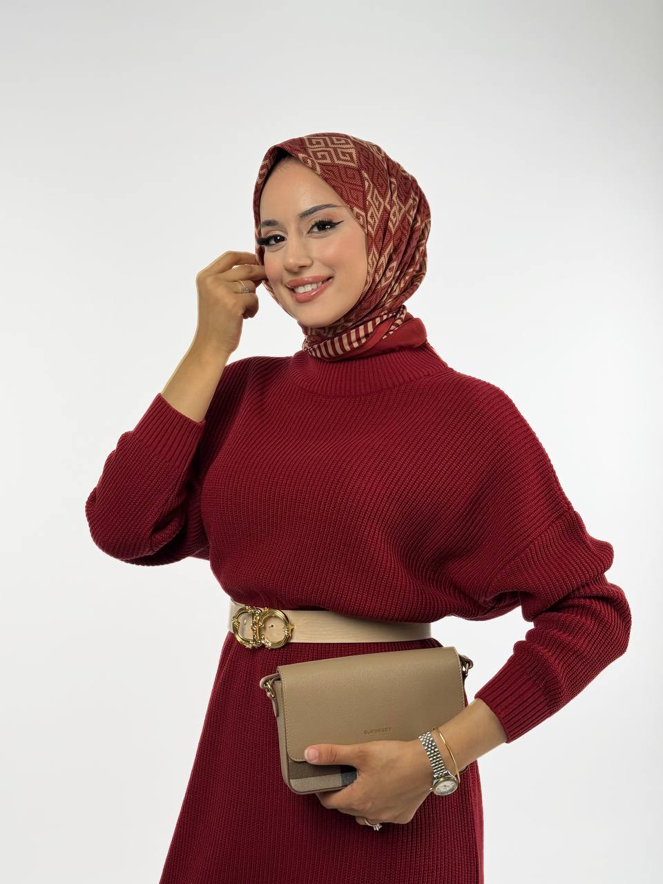 RUHENA Strickkleid mit halbhohem Rollkragen – Einheitsgröße (36–46) | RH-B-EL-0015