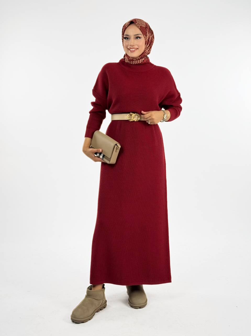 RUHENA Strickkleid mit halbhohem Rollkragen – Einheitsgröße (36–46) | RH-B-EL-0015