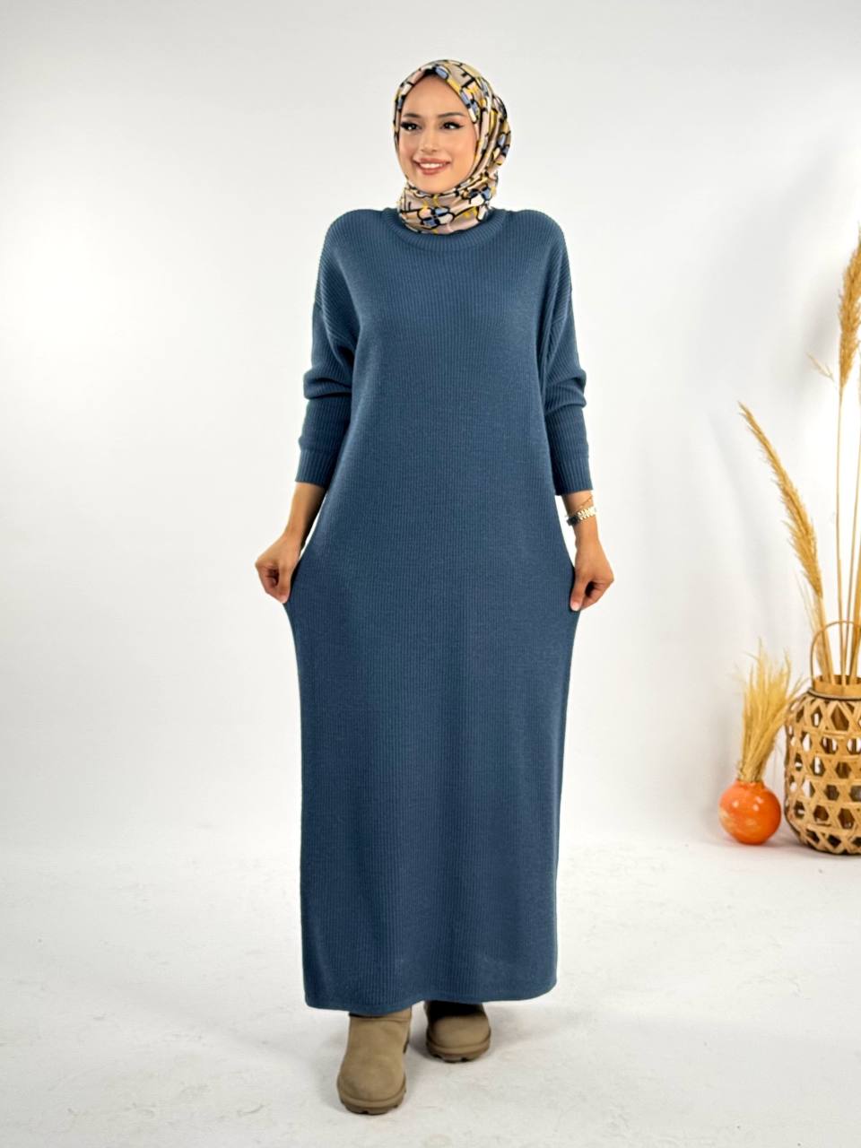 RUHENA Strickkleid mit halbhohem Rollkragen – Einheitsgröße (36–46) | RH-B-EL-0015