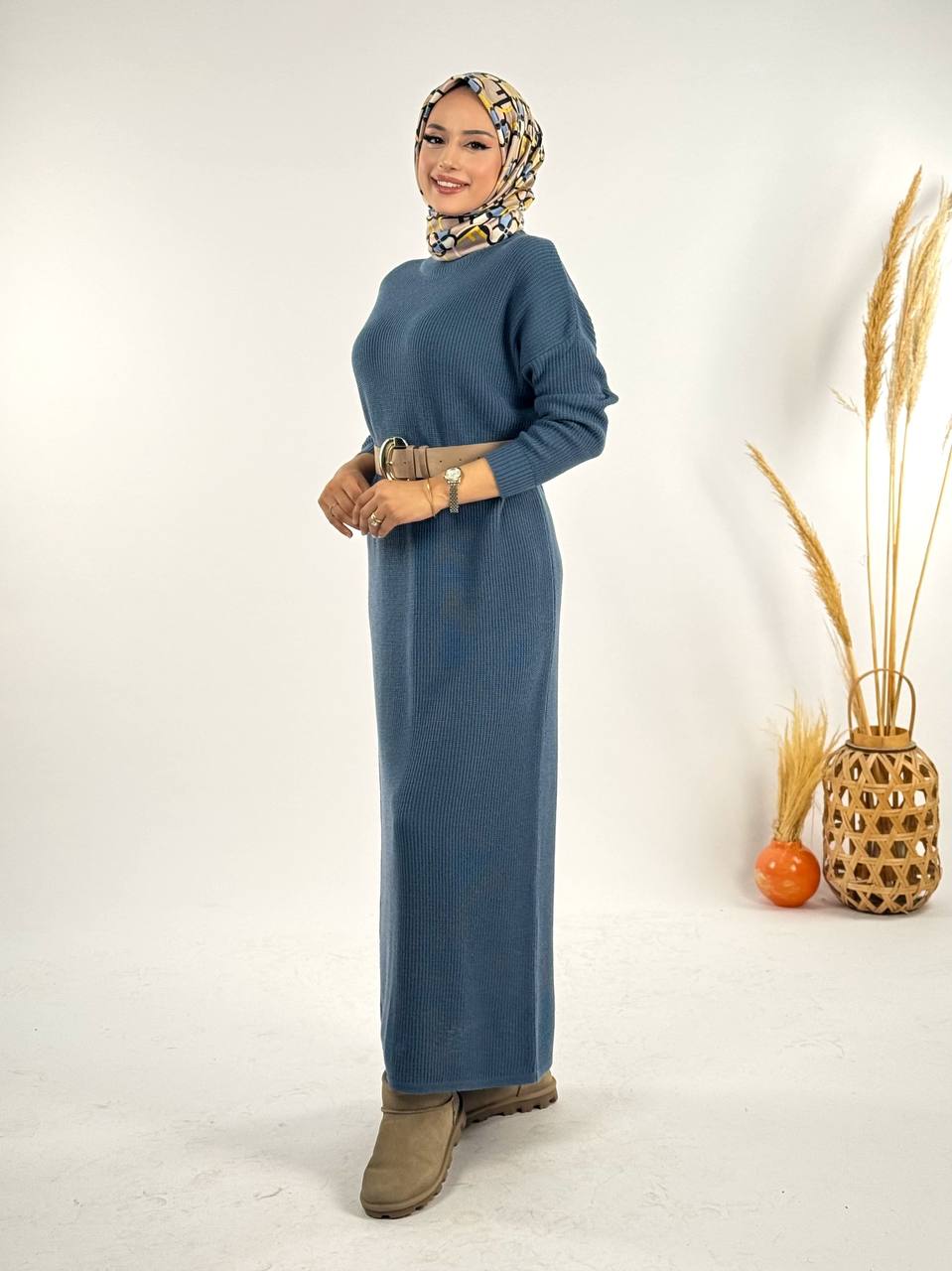 RUHENA Strickkleid mit halbhohem Rollkragen – Einheitsgröße (36–46) | RH-B-EL-0015