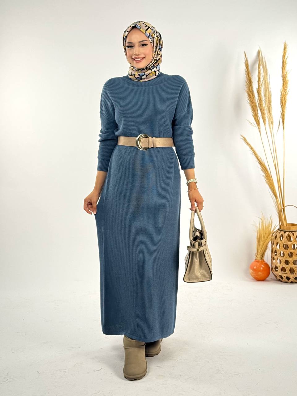 RUHENA Strickkleid mit halbhohem Rollkragen – Einheitsgröße (36–46) | RH-B-EL-0015