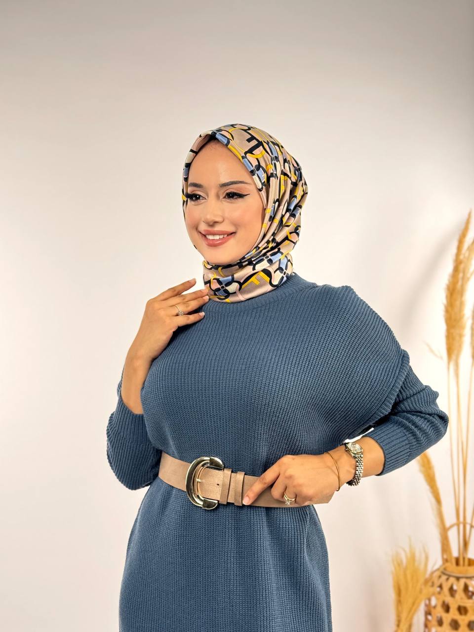 RUHENA Strickkleid mit halbhohem Rollkragen – Einheitsgröße (36–46) | RH-B-EL-0015