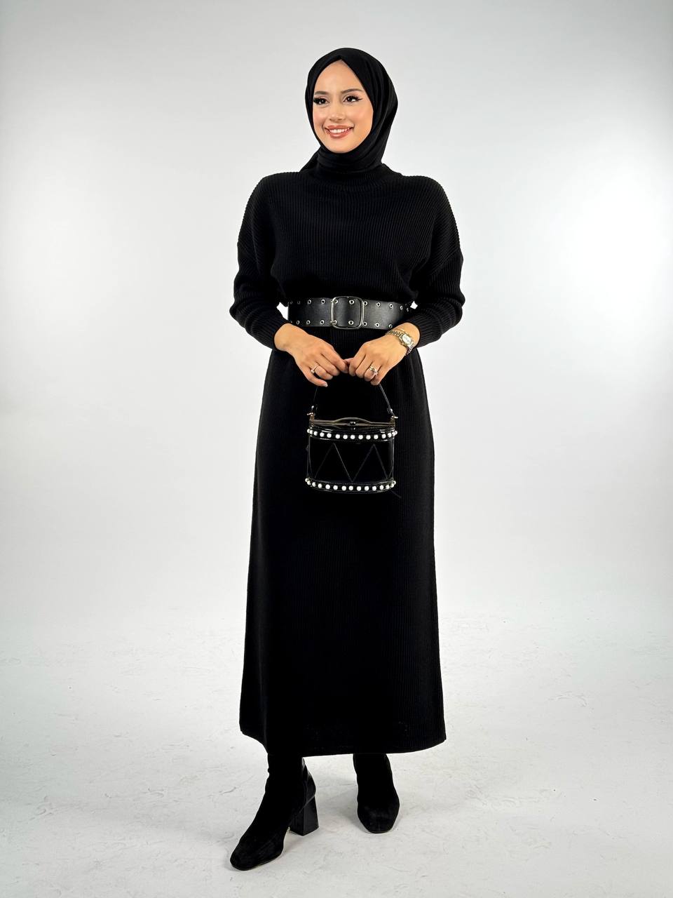 RUHENA Strickkleid mit halbhohem Rollkragen – Einheitsgröße (36–46) | RH-B-EL-0015