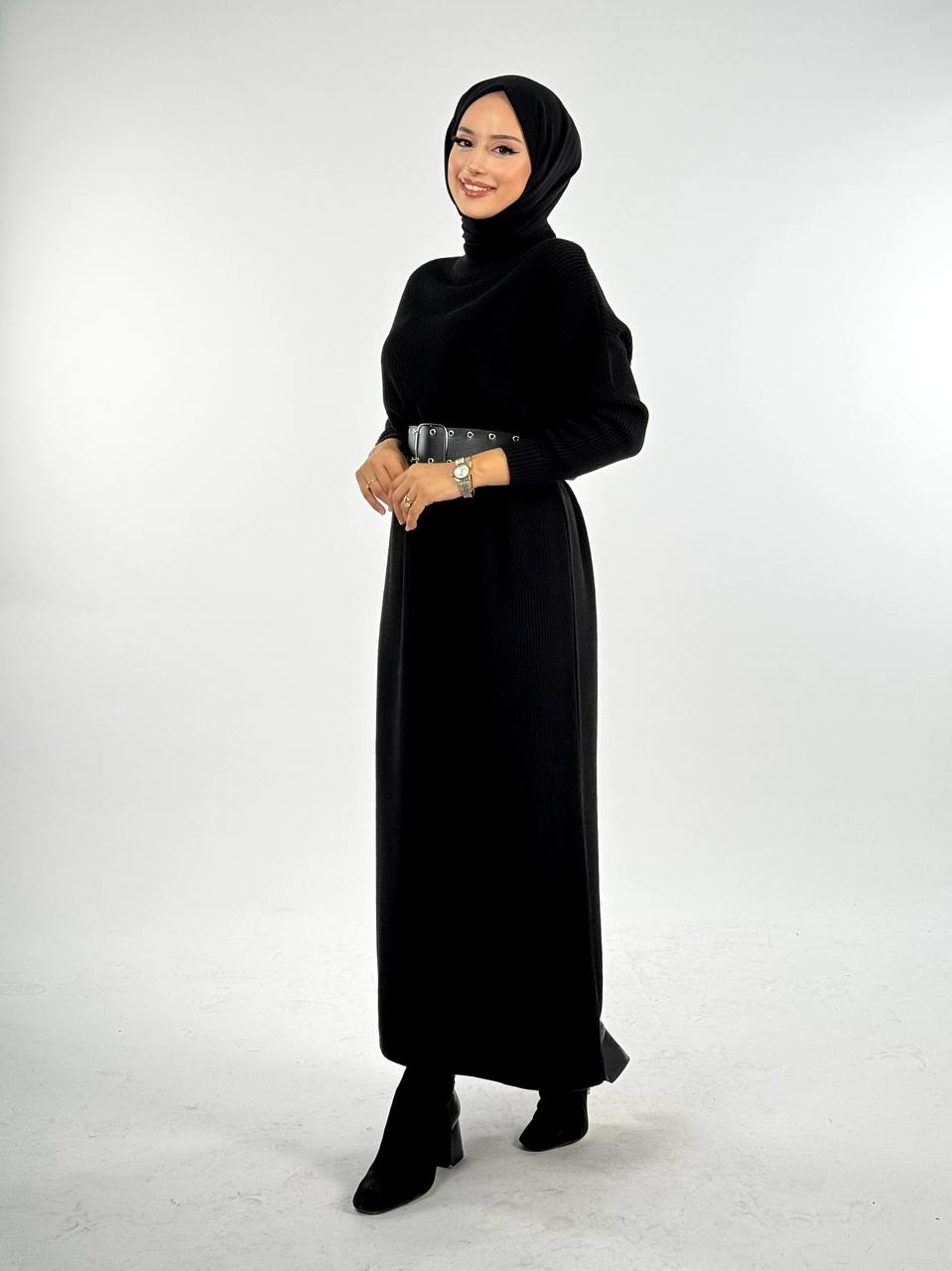 RUHENA Strickkleid mit halbhohem Rollkragen – Einheitsgröße (36–46) | RH-B-EL-0015