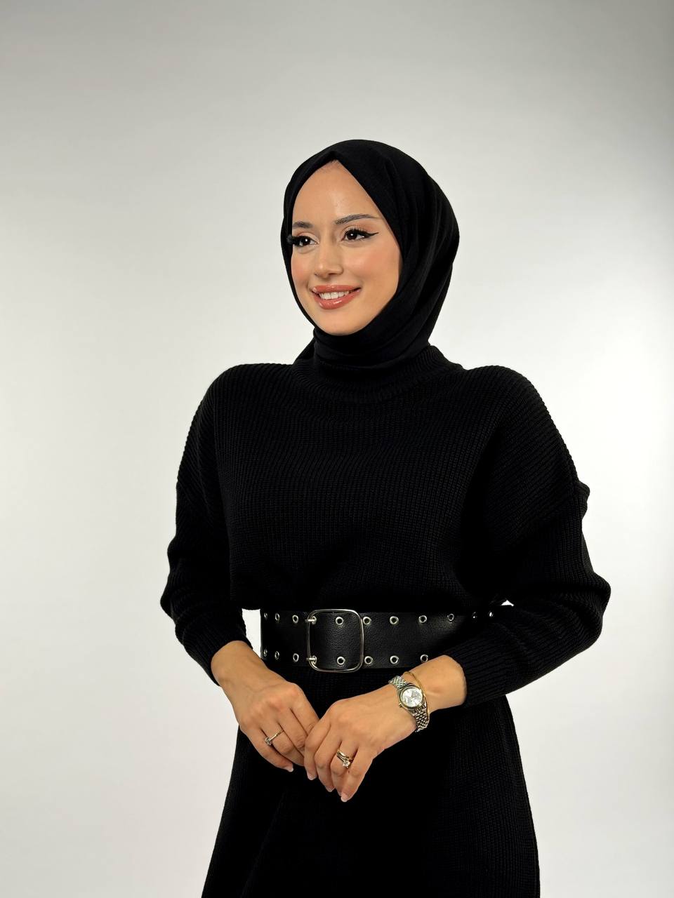 RUHENA Strickkleid mit halbhohem Rollkragen – Einheitsgröße (36–46) | RH-B-EL-0015