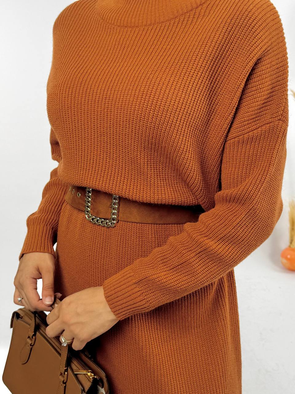 RUHENA Strickkleid mit halbhohem Rollkragen – Einheitsgröße (36–46) | RH-B-EL-0015